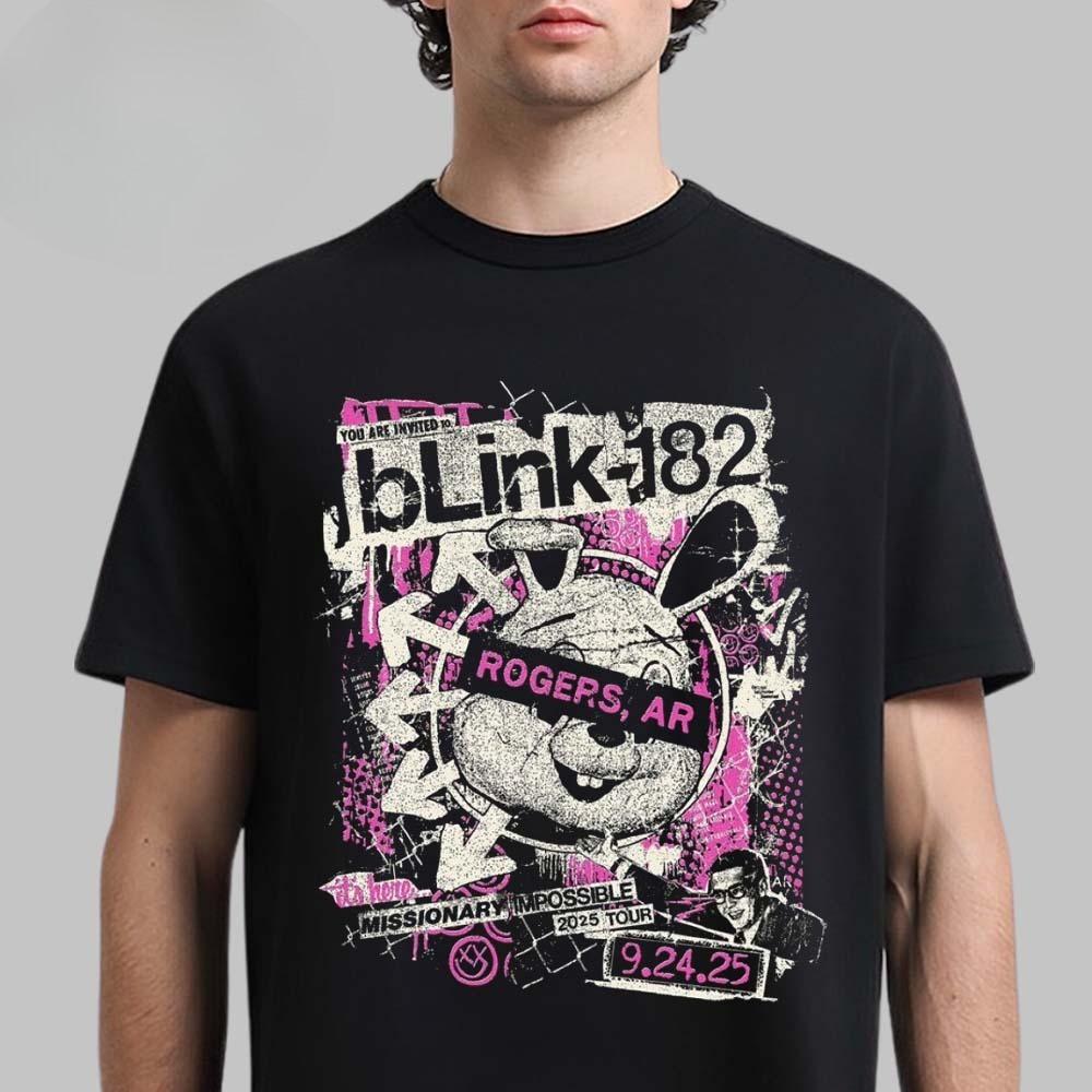 

Blink 182 Rogers Arkansas 2025 Venue Tee At Walmart Arkansas Music Pavilion on September 24 2025 Missionary Impossible 4XL