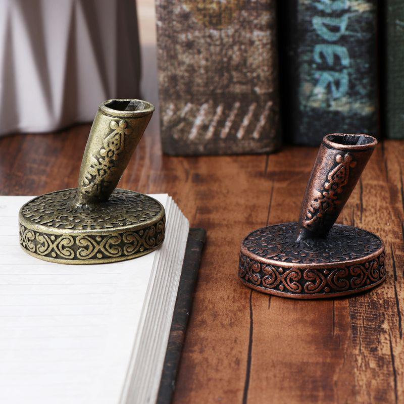 Suport Metalic Rotund pentru Stilou cu Inserție pentru Stilouri Caligrafice cu Pană, Rechizite Școlare și de Birou, Cadou pentru Studenți