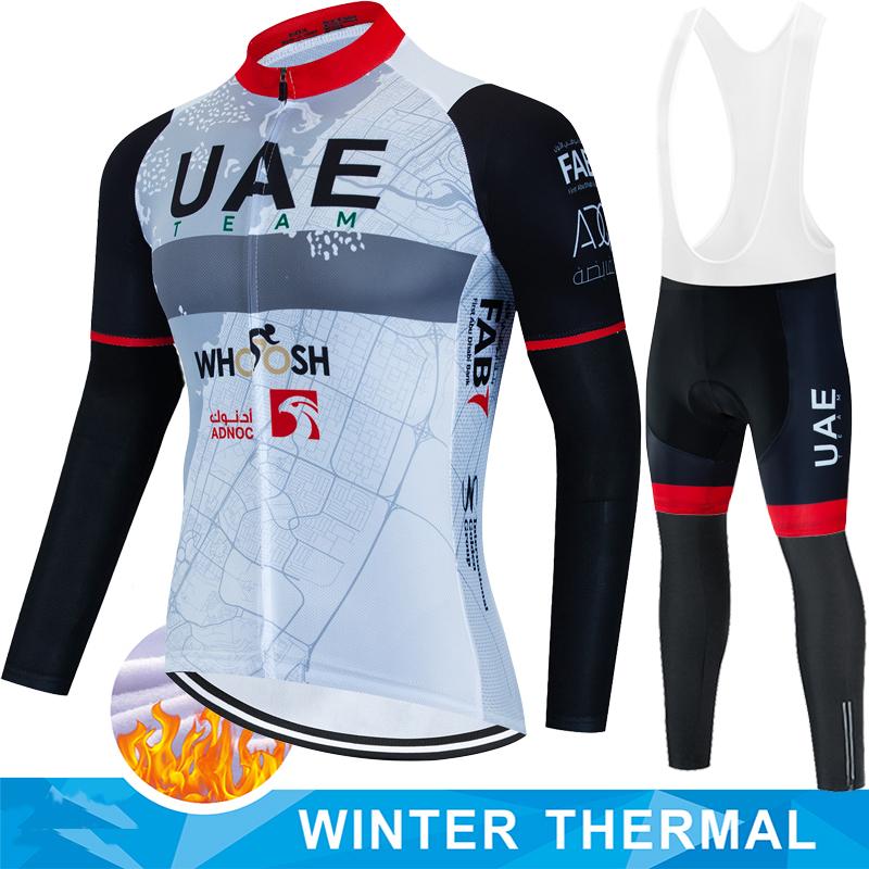 Winter Fleece Cycling Jersey Men's Shirt UAE Thermal Set Clothing Sets Man Clothes 2026 Bib Ciclismo Hombre Bicycle Suit Bike