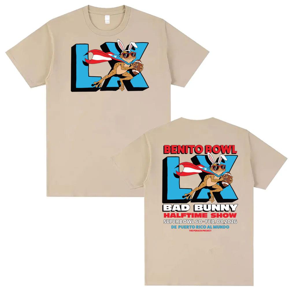 

Benito Bowl Super Bowl LX Halftime Show Tshirt Bad Bunny 2026 Print Y2K Tshirts Unisex Women Hot Sale Harajuku Fashion Cotton Top 4XL