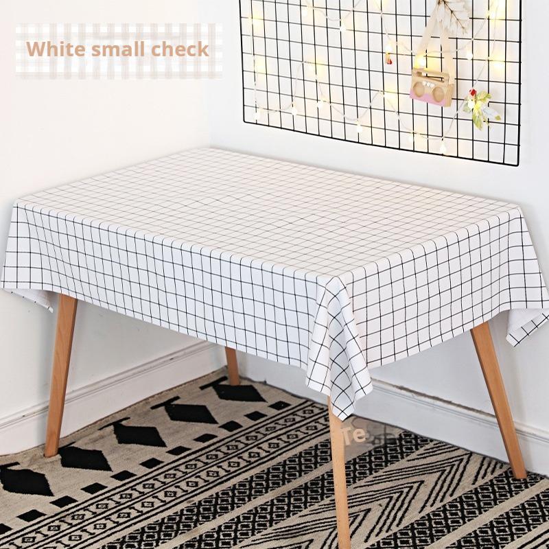 Waterproof and Oil-proof Solid Color PVC Table Cloth Anti-scalding and Washable Plaid Table Cloth Simple Rectangular Round Table Cover Cloth