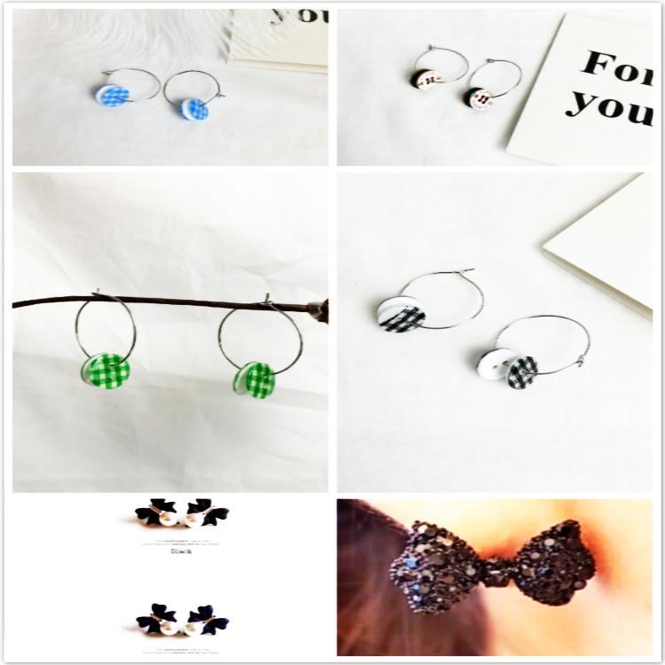 Korean Butterfly & Bowknot Cat's Eye Earrings with Pearl Studs