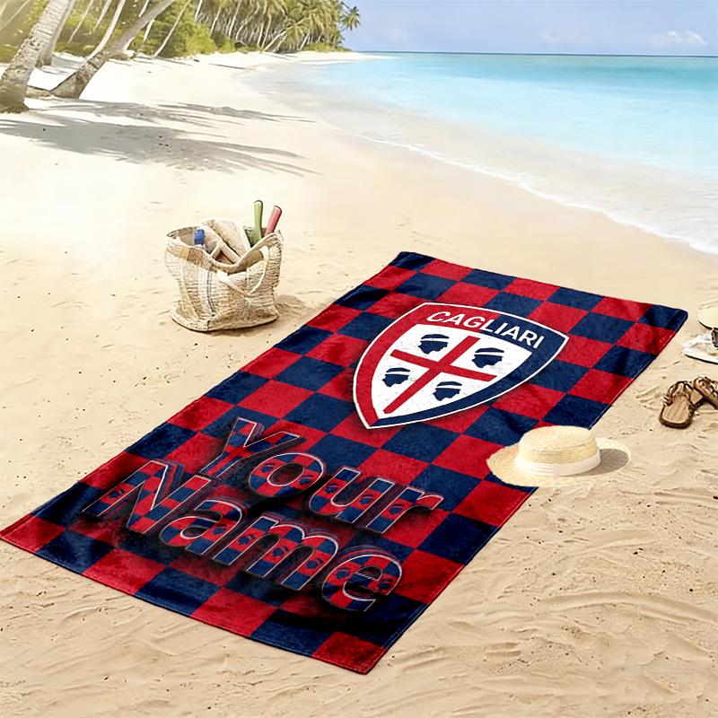 Name Custom Cagliari Calcio Print Beach Towel, Large Soft Quick Dry Towel for Beach Camping Swimming