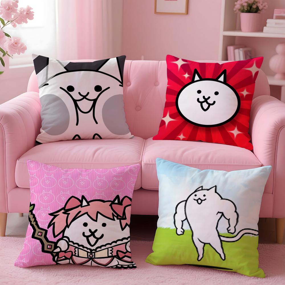 TD Cartoon Game The Battle CatsC Cushion Cover Pillow Case Soft Skin Friendly Fabric Concealed Zipper