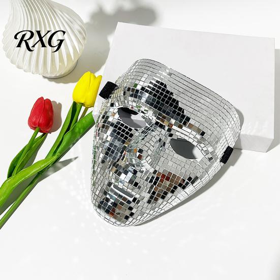 Weighted Free Party Mask Halloween Disco Ball Mask, Breathable Mirror Mosaic Masquerade, High Visibility Glitter Costume for Dance Performance,