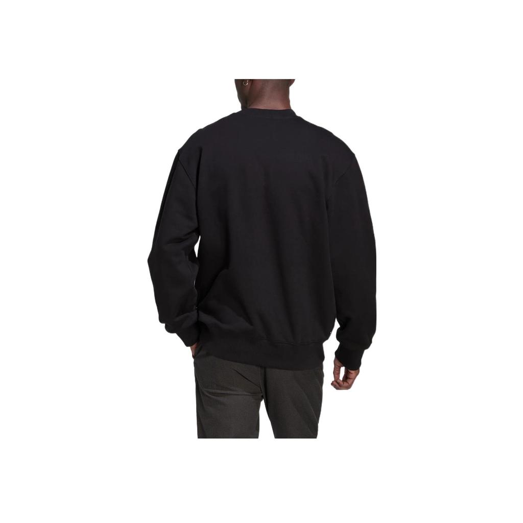 adidas Originals Trefoil Solid Logo Print Crew Neck Sweatshirt Men Sweatshirt Black HK2938