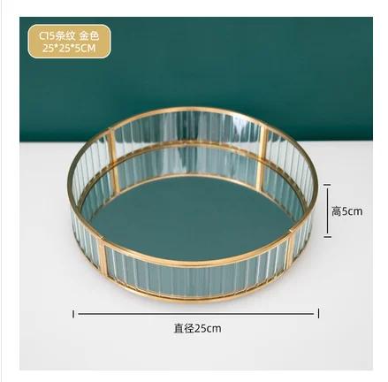Metall Spiegel Transparent Glas Tablett Rund Kosmetik Aufbewahrungsbox Speisekammer Schreibtisch Finishing Hochzeitsdekoration Party