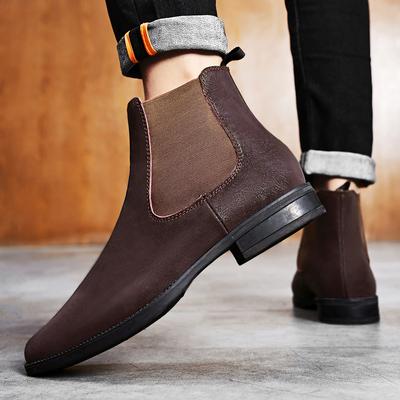 Fashion Mens Slip On Shoes Men Casual Business Chelsea Boots Handmade Leather Fashion Motorcycle Boots New Winter Plus Ankle Boot Men