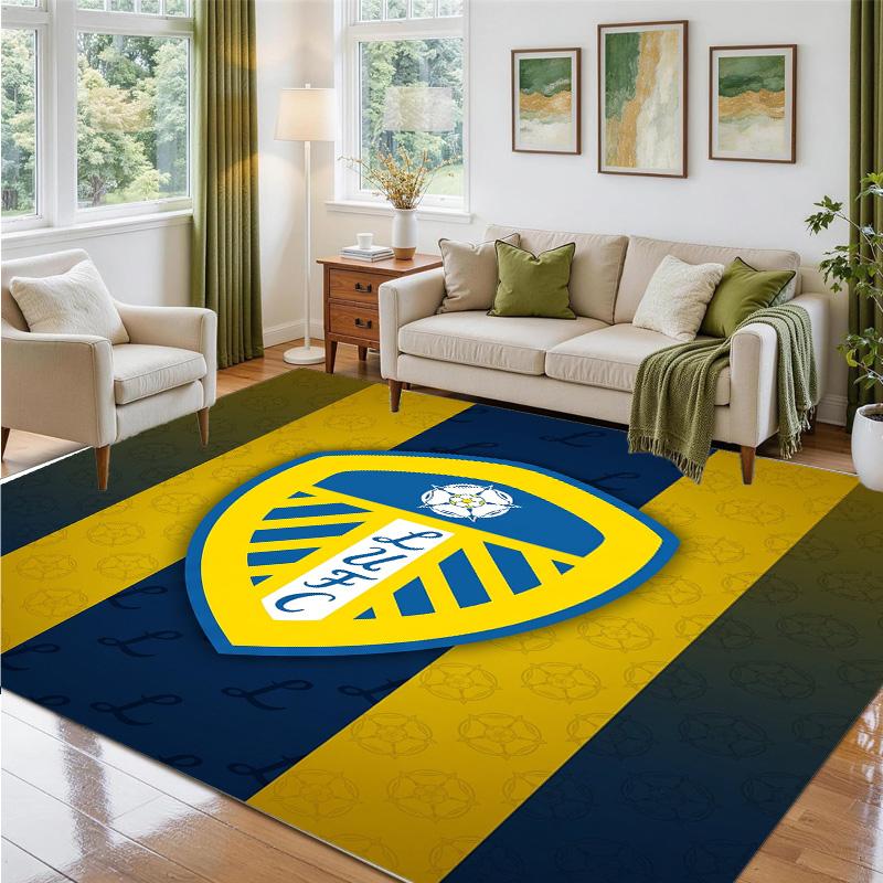 Leeds United Design Crystal Velvet Rug Soft Decorative Mat for Bedroom Entrance