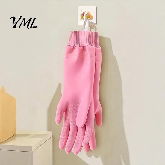 Reusable Rubber Gloves Fleece Lined Dishwashing for Housework, Waterproof PVC Cleaning Gloves, Anti-slip Thermal Kitchen Grip Warm Velvet Lining