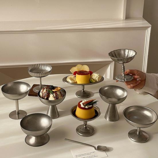 Stainless Steel Dessert Cup Cream Bowl Retro Ice