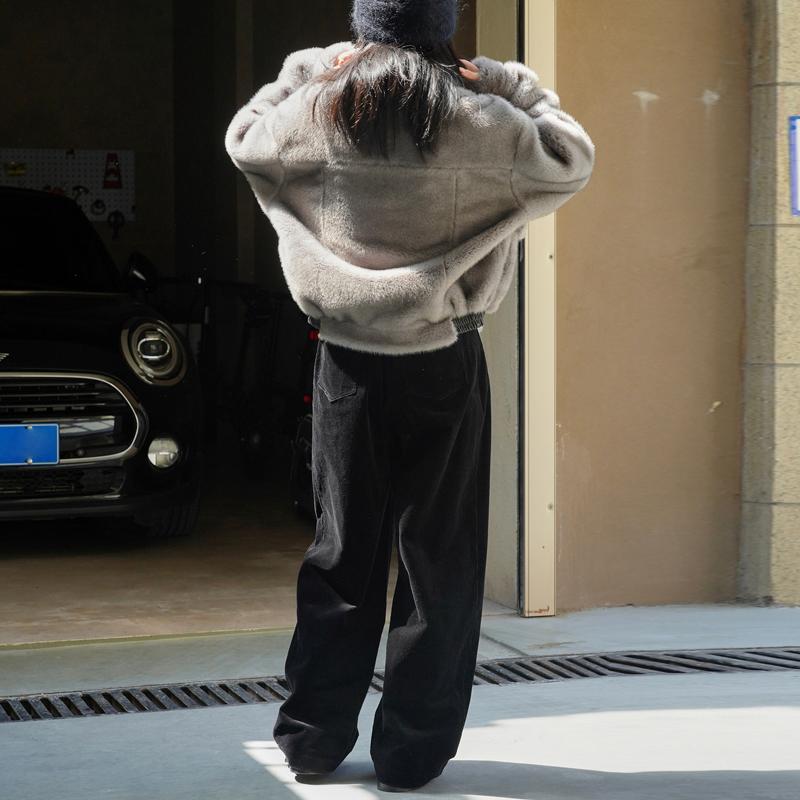 Johnature Winter Korean Version Corduroy Casual Pants Simple Straight Leg Loose Thermal Pants Women Thick