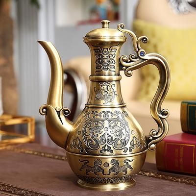 Jarro de licor metálico casa high-end vintage nostálgico geração antiga criativo bronze jarro casamento decoração clássica