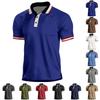 Men's Casual Raglan Short Sleeve Shirt with Turn-Down Collar