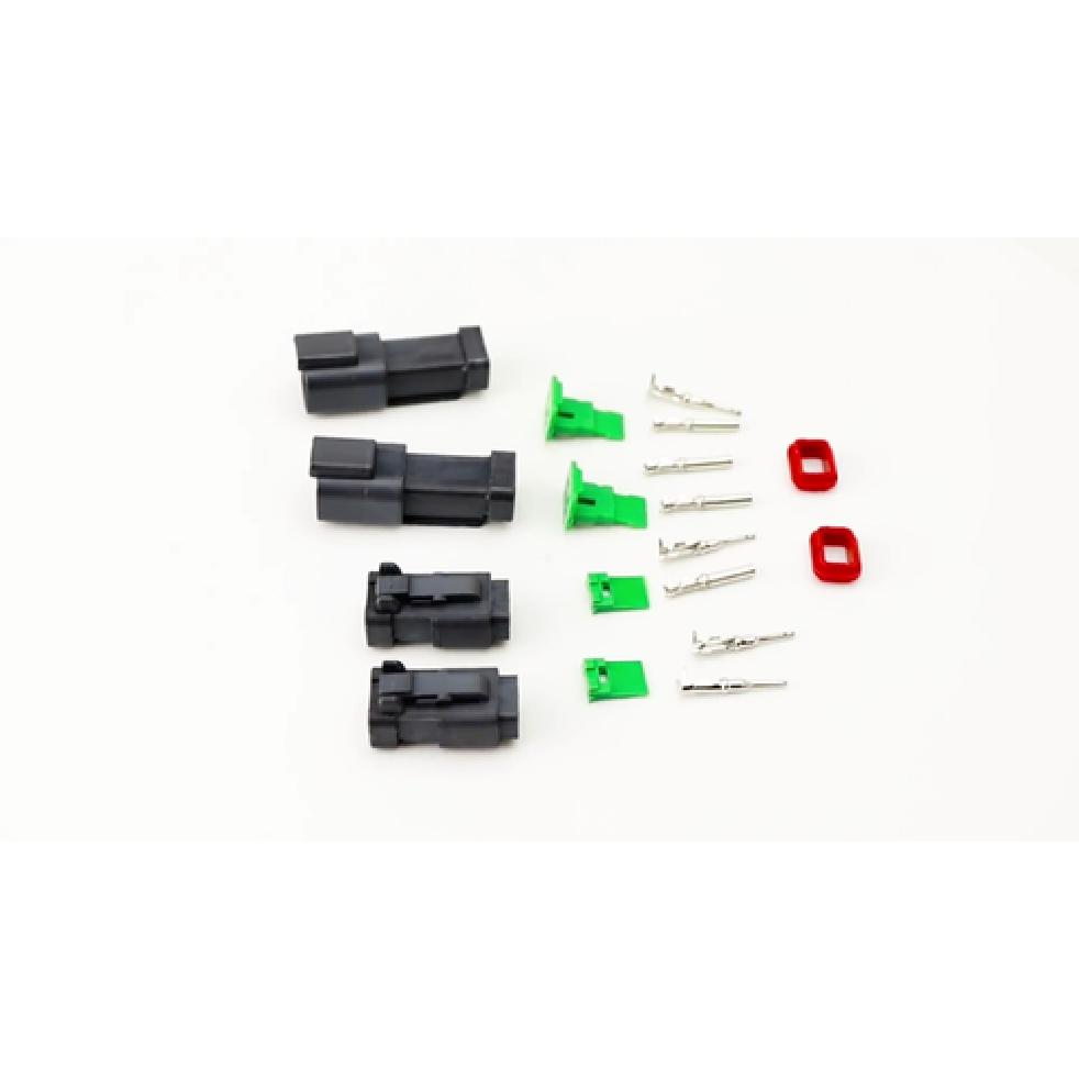 Set 2 Deutsch DTP 2-Pin Waterproof Connector Kit with 12-14 Gauge Solid Contacts
