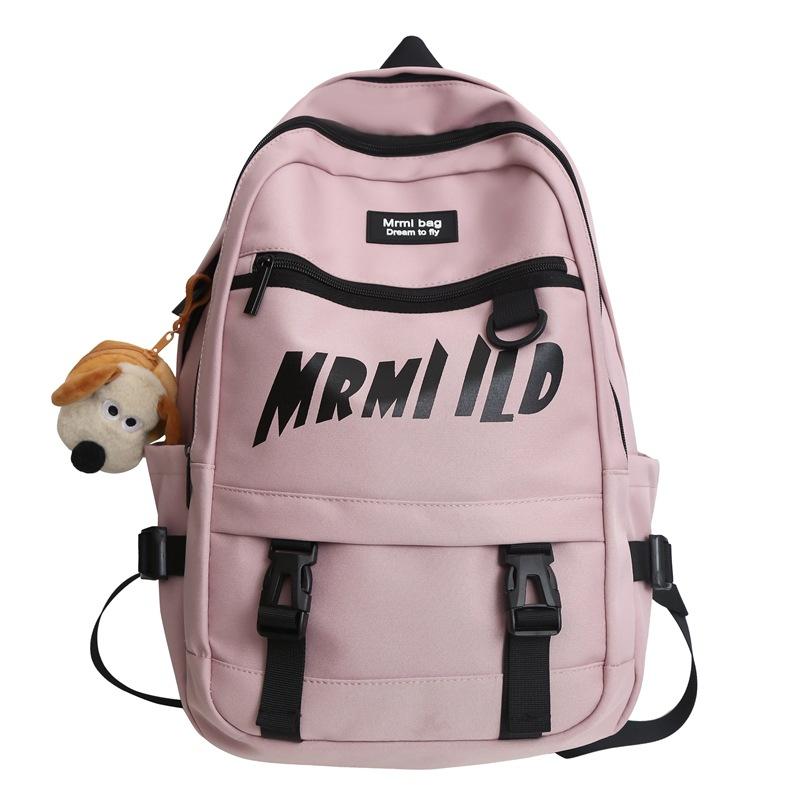 

Школьный рюкзак женский для средней школы, студенческий повседневный рюкзак большой вместимости, модный простой рюкзак с алфавитом Pendant not included светло-фиолетовый