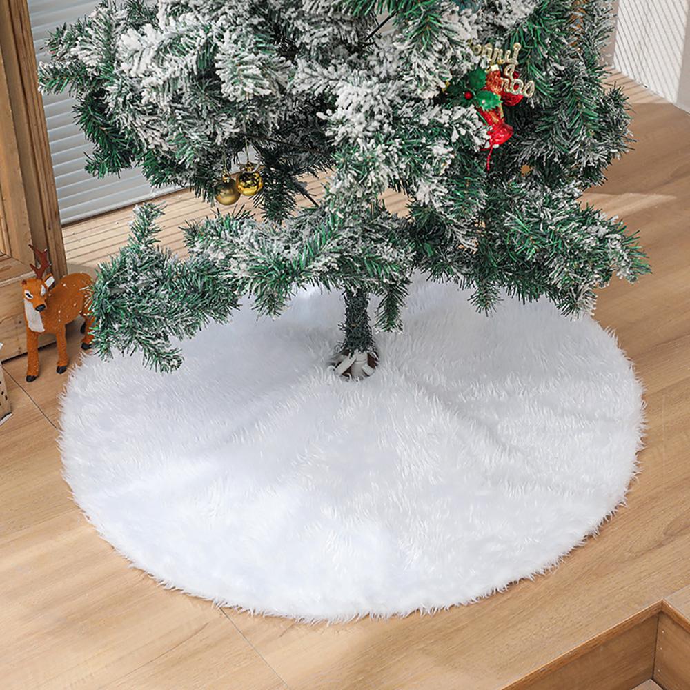 Runtowo 1Pc 78/120/150cm Christmas Tree Skirt Decoration, White Plush Tree Skirt for Christmas Home Party Decoration