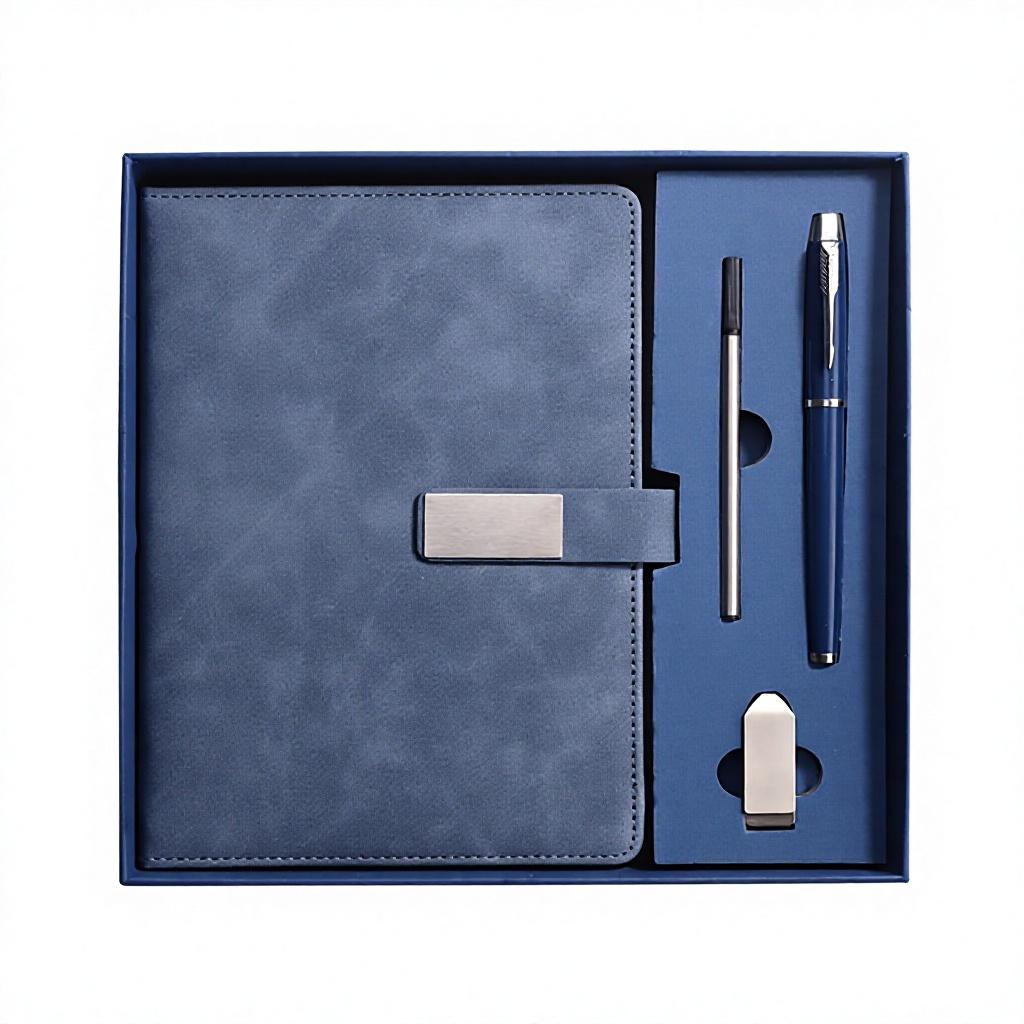 Custom Logo School & Business Notebook Set Wired Glue Bound PU Leather Cover Notepad Gift for Students and Professionals