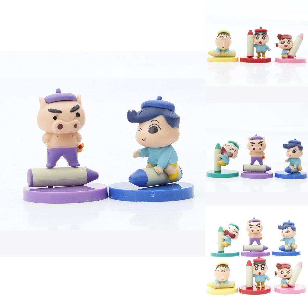 Crayon Shinchan Pvc Figurine Set For Cake Car And Desktop Decor Six Cute Models