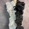 1 Yard Black White Beige Double Ruffle Pleated Chiffon Trim Lace Dress Decoration Fabric Applique Soft Trimming Craft Sewing Decoration