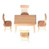 Puppenhausmöbel 1 Tisch 4 Stühle Holz 1:12 Miniaturmöbel für Kinder Spielzeug Dekoration