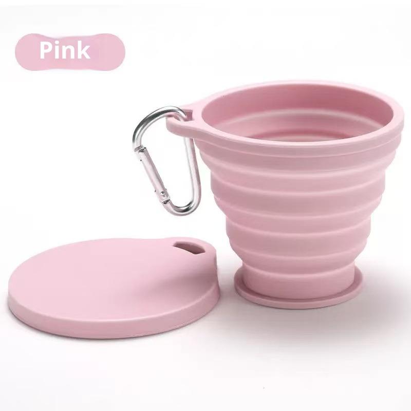 180ml Mini Folding Cup Silicone Retractable Cup Outdoor Travel Coffee Telescopic Drinking Mug With Lid