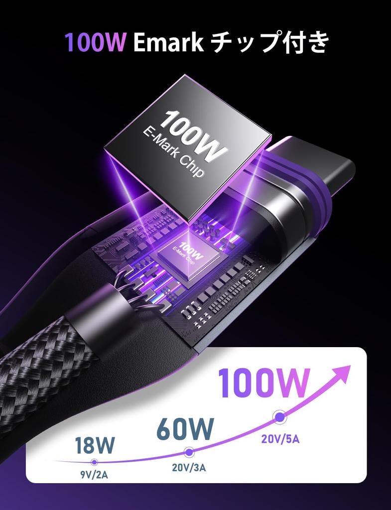 AUFU Magnetic USB C Charging PD 100W Type C Charging Cable Data Compatible with Black Cable, 16-pin Compatible, [1m / 1.8m], 4-in-1, Ultra-Fast