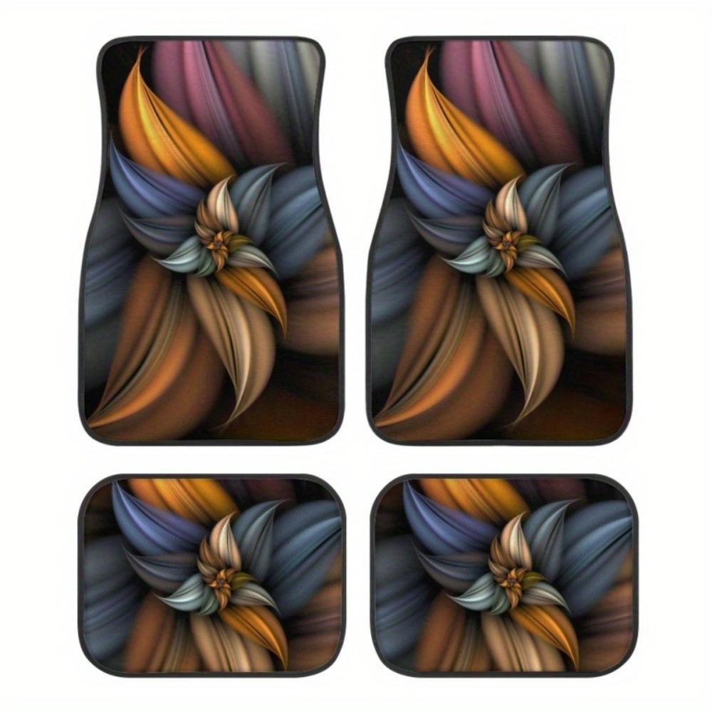 

4 PCS New Bohemia Style Car Foot Pads Decorative Botanical Prints Car Floor Carpets Front Rear Floor Mat Set Automotive Supplies