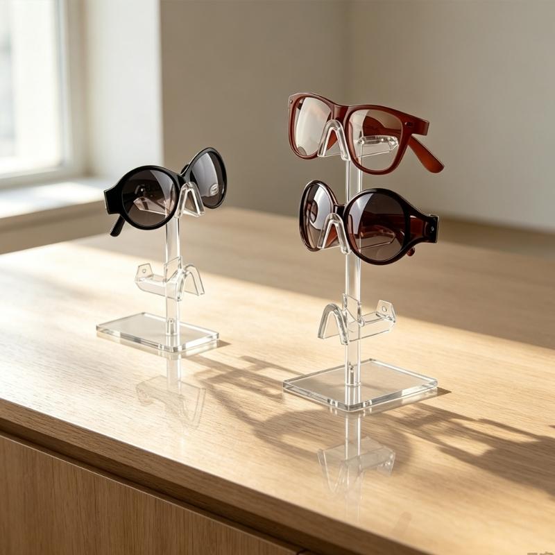 Unique Multilevel Acrylic Eyewear Stand Retail Store Accessories Rack Easy Assemble Acrylic Shelf For Fashionable Glasses Presentation