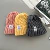 Knitted hat, candy color, white label twist wool hat, autumn and winter warm bag head hat, women's trendy cold hat, men's