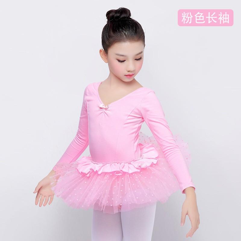 Girls Ballet Dress Long Sleeve Tutu Costume Performance Kids Dance Outfit Princess Style