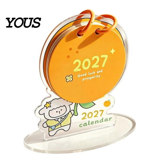 Geschenk für Kollegen 2027 Acryl-Schreibtischkalender mit niedlichem Tierständer, Cartoon-Hund Schaf Mini Monatsplaner Moderne Bürodekoration Home Office, 12 Monate