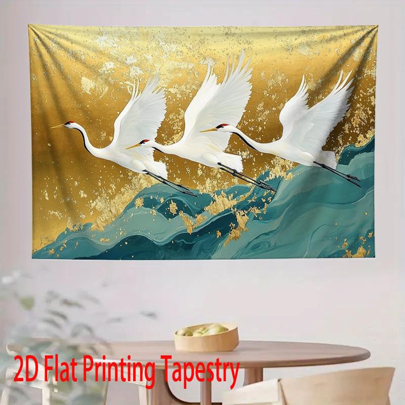 

Японский Красный Журавль Гобелен Золотая Фольга Летающие Журавли Настенное Украшение Азиатская Эстетика Декор Комнаты Экстра большой размер 74x94cm(29x37in)