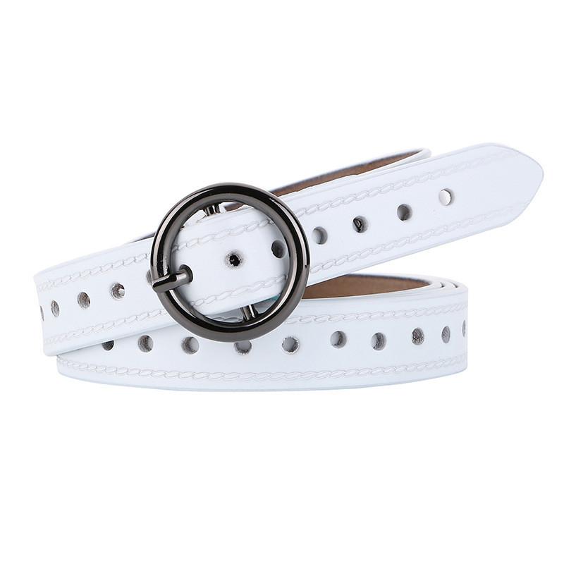 Vintage Style Leather Belt For Women With Alloy Pin Buckle And Pure Color Design