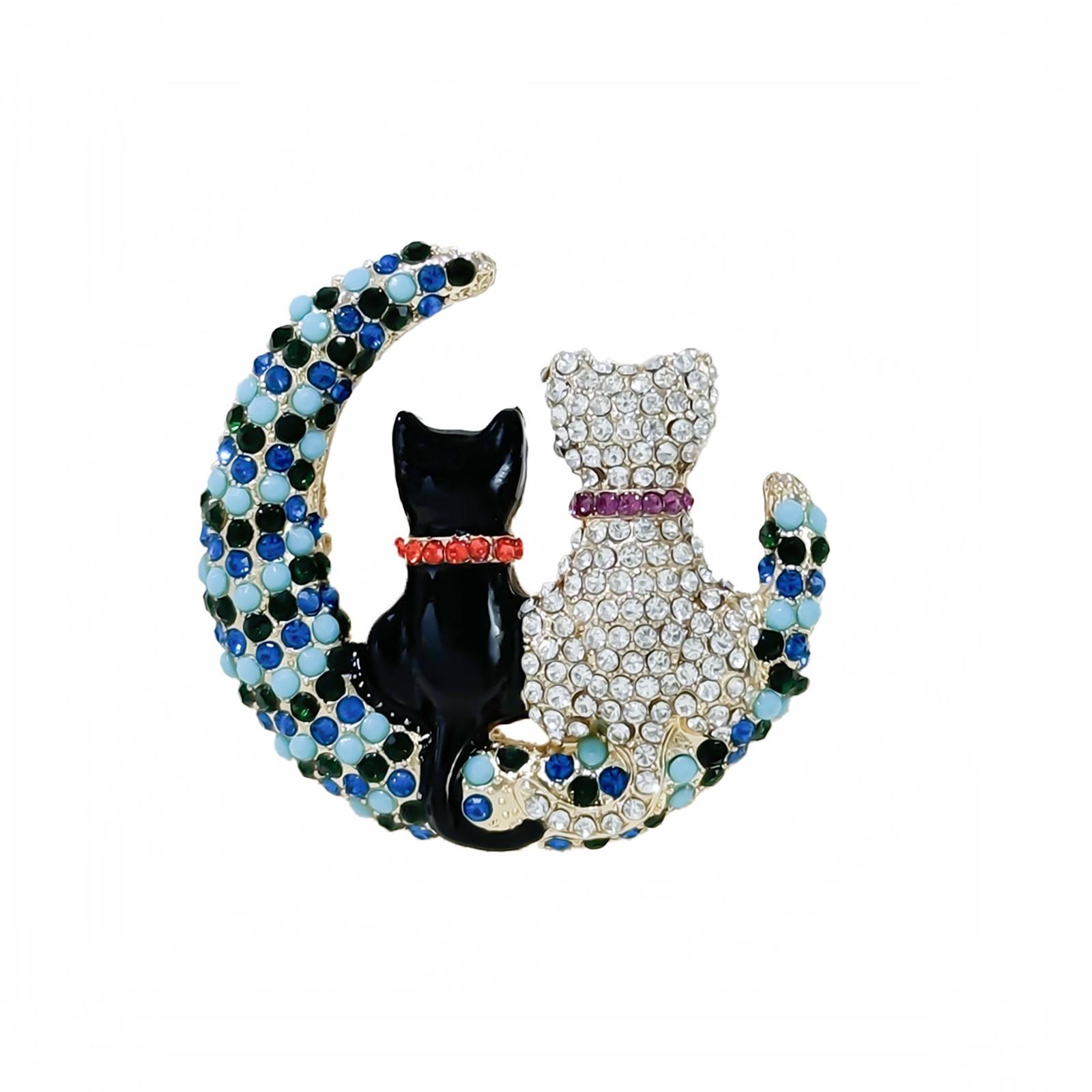 Women s Alloy Moon Brooch with - Elegant Versatile Fashion Brooch Pin for Coat, Scarf, Dress and Hat Accessory one size