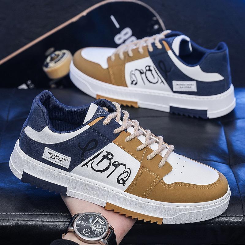 Men's 2025 new casual sports shoes: fashionable low-top sneakers, running vulcanized flat men's shoes