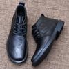 Leather shoes men's autumn lace up men's boots thick soled soft leather casual mid top winter suede boots
