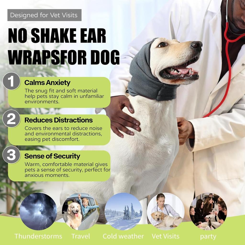 Quiet Ears for Dogs Adjustable Calming Snood Warm Fleece Lining Multifunctional Anxiety Relief Pet Scarf for Noise Protection
