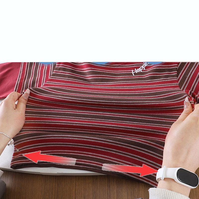 Korean Style Kids Boys Striped Top Cotton Splicing Loose Basic Kids T-Shirt Autumn Soft Breathable Children Clothes