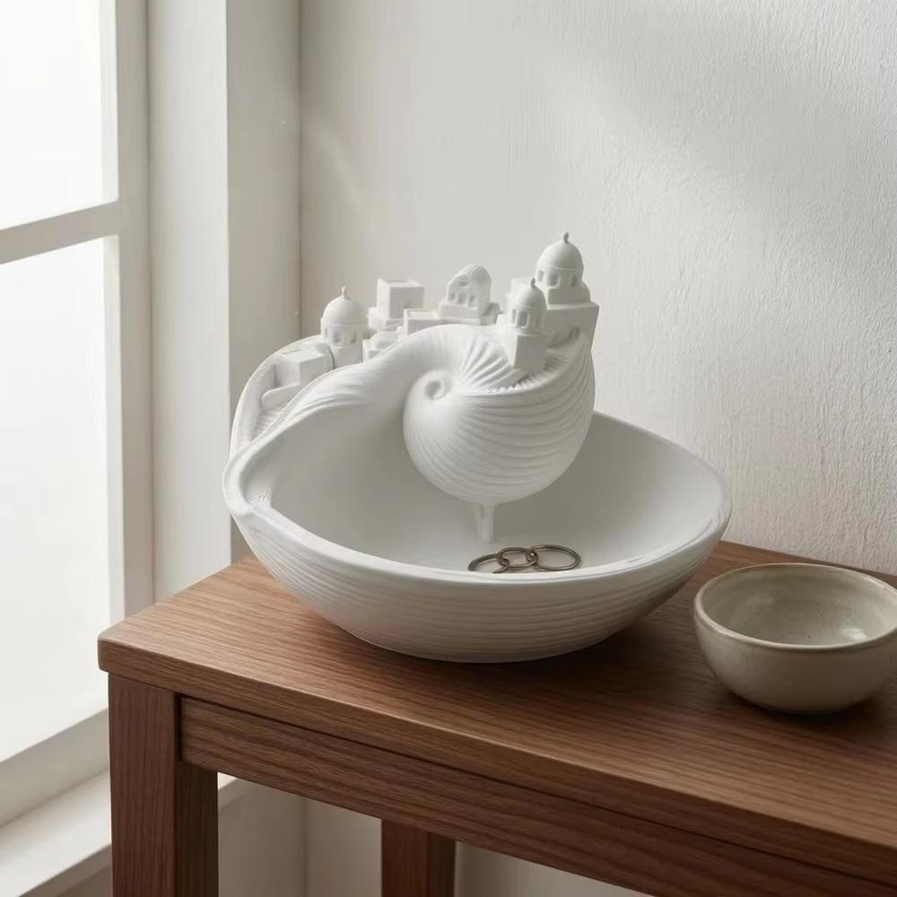 3D Printed Coastal Style Key Tray Conch Shell Shape Conch Shell Storage Box Entryway Table Decor