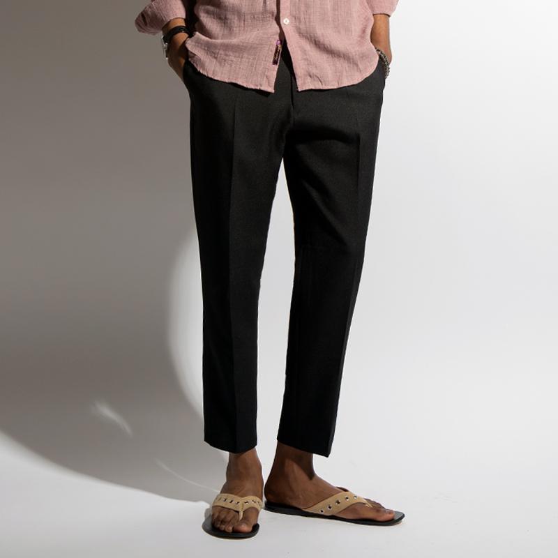Seuteulaikeu Elegant Cropped Pants (Black)