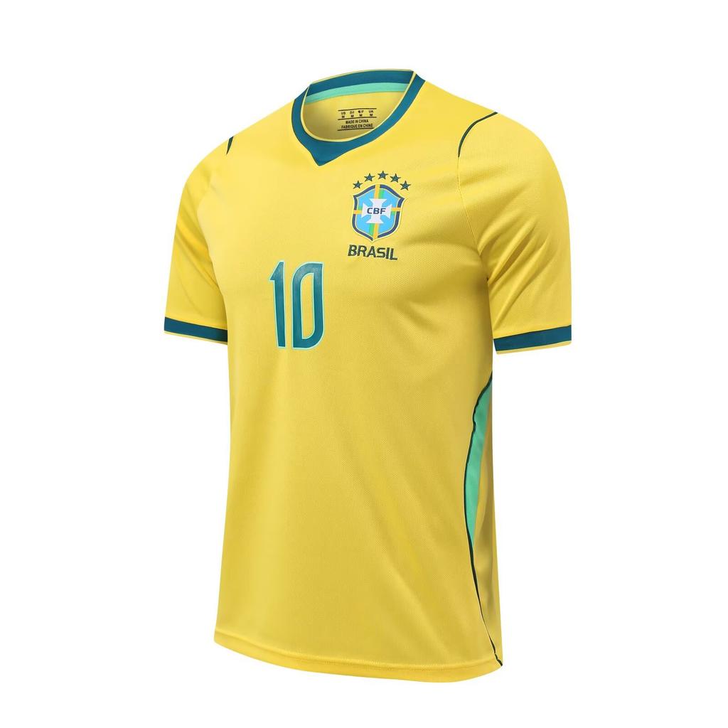 2627 Brasilien Haupt-Nr. 10 Einzelnes Top Herren Erwachsene Kurzarm Weltmeisterschaft Fußballtrikot Sport Schnelltrocknendes Trikot Top