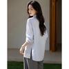 Women's Striped Lace Patchwork Double-Collar Blouse