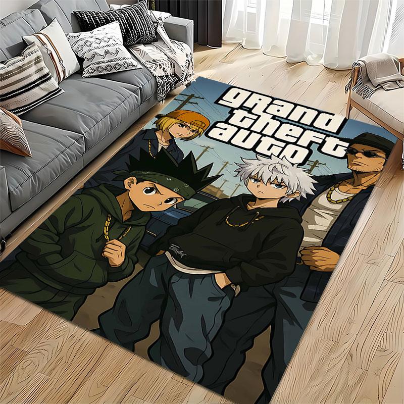 Anime Style Gangster Design Suitable As a Non-slip Mat for the Living Room or Bedroom Sofa