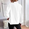 Women Shirt Stand Collar Lantern Long Sleeve Single Breasted Shirt Tops Solid Color Loose Fit Casual Shirt