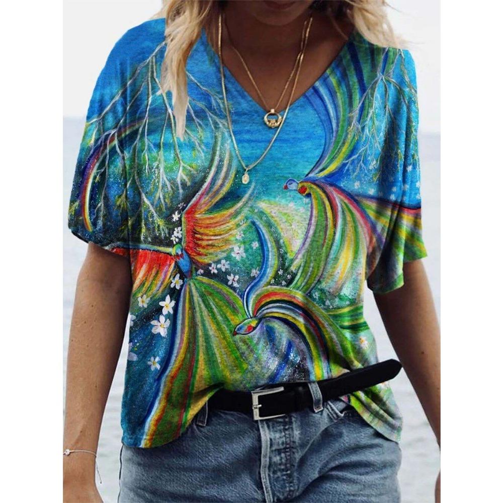 Summer Cat Butterfly 3D Printed Women's T-shirt Retro Street Wear T-shirt