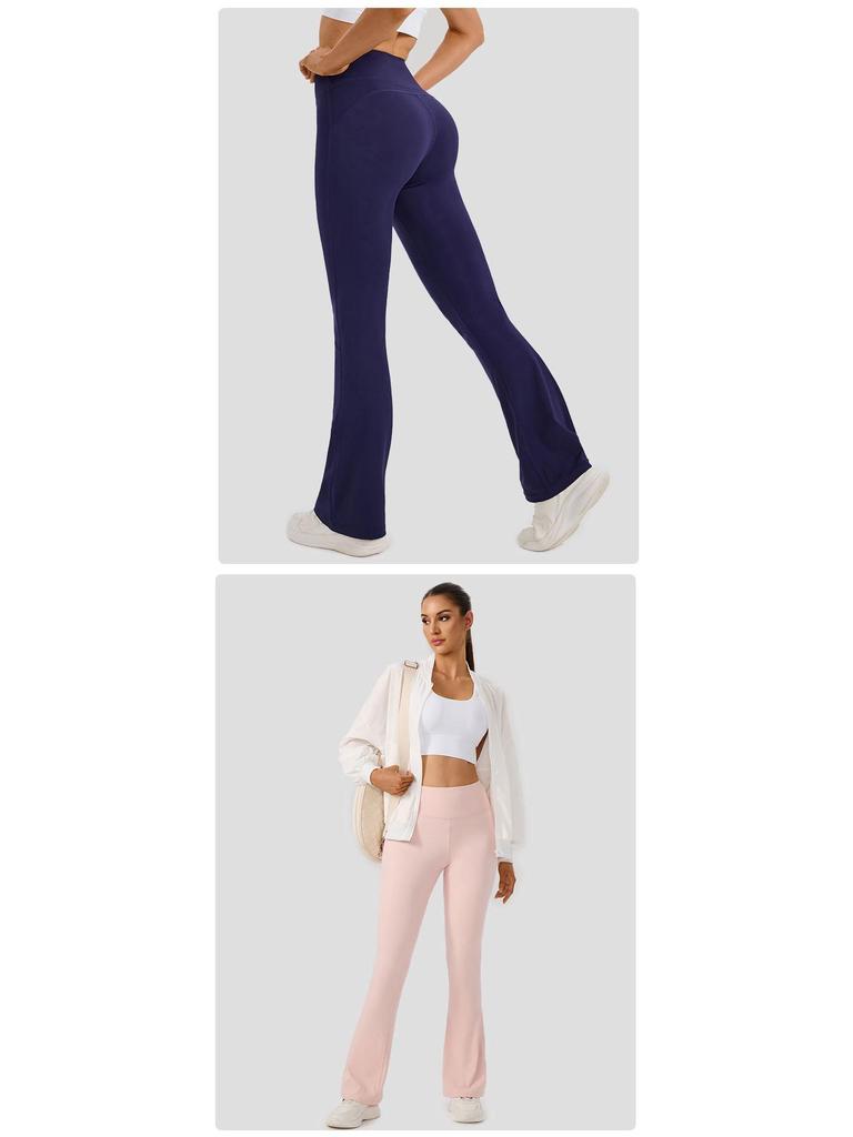 Women's High Waist Slimming Flare Yoga Pants - Butt Lifting Cropped Fitness & Running Trousers