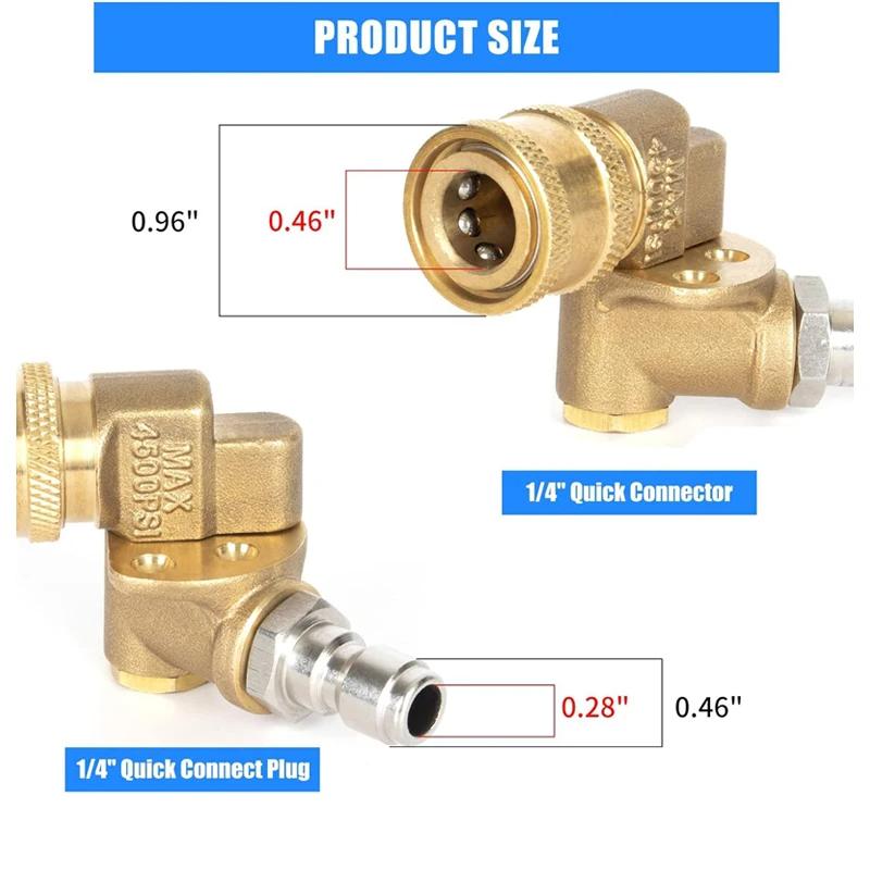 180° Pivoting Pressure Washer Coupler with 5 Angle Nozzle Tips, 1/4" Quick Connect Gutter Cleaner Attachment for Home Use