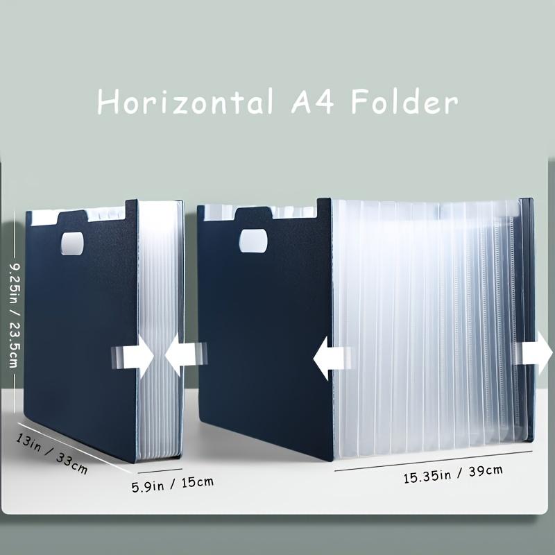 A4 Foldable File Organizer, Foldable Desktop Storage Box with Multiple Pockets & Labels, Durable ABS Plastic, Folder Organizer