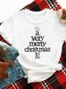 (Asian Size) Merry Christmas New Year O-neck Women's Top T Clothing Sweet Letter 90s Cute Print Short Sleeve T-shirts Fashion Holiday Graphic Tee